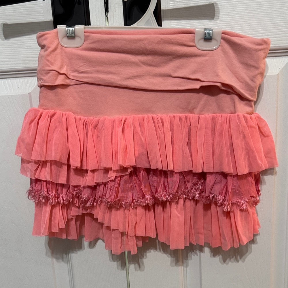 Chic Coral Ruffled Mini Skirt